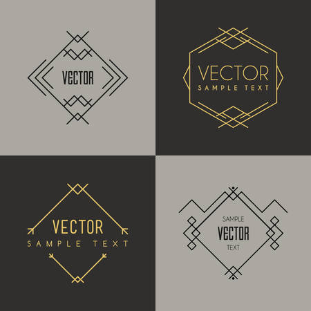 Set of Minimal Geometric Vintage Labels. Vector Illustrationのイラスト素材
