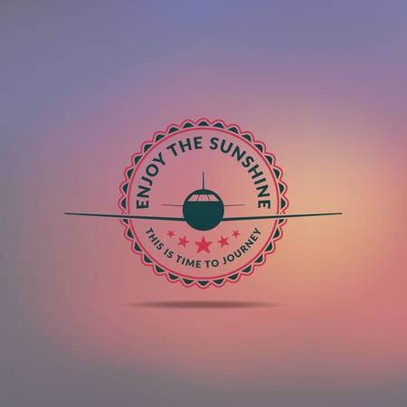 Retro summer vintage label on colorful background. Tropical paradise, beach vacation, adventure and travelのイラスト素材