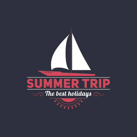 Retro summer vintage label on dark background. Tropical paradise, beach vacation, adventure and travelのイラスト素材