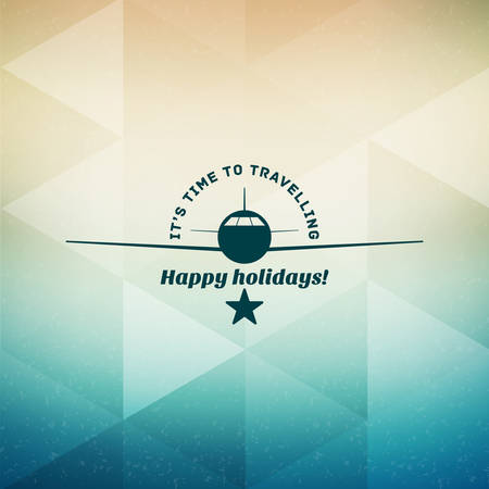 Retro summer vintage label on colorful background. Tropical paradise, beach vacation, adventure and travelのイラスト素材