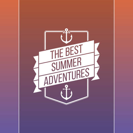 Retro summer vintage label on colorful background. Tropical paradise, beach vacation, adventure and travelのイラスト素材