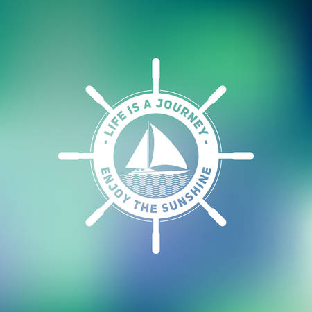 Retro summer vintage label on colorful background. Tropical paradise, beach vacation, adventure and travelのイラスト素材
