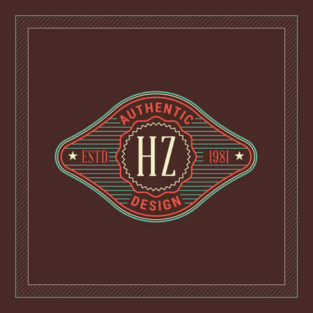 Hipster Vintage Line Art Logo Design Template. Vector Illustrationのイラスト素材