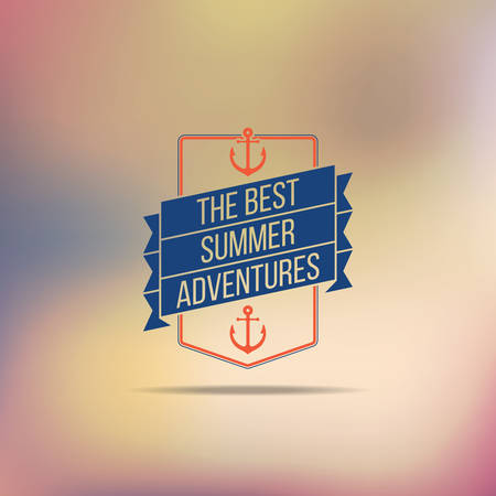Retro summer vintage label on colorful background. Tropical paradise, beach vacation, adventure and travelのイラスト素材