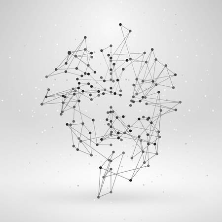 Wireframe Polygonal Element. Abstract 3D Object with Thin Linesのイラスト素材