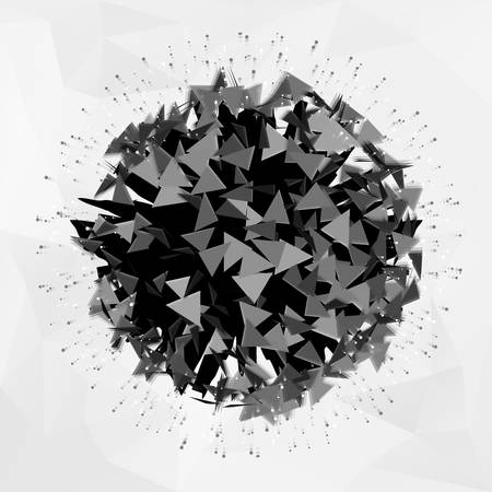 Abstract Polygonal Element. Explosion of 3D Sphere with Trianglesのイラスト素材