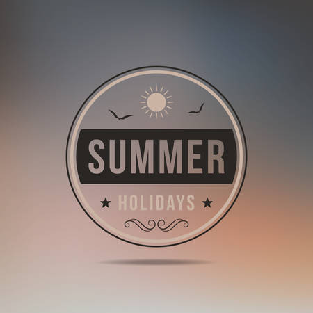 Retro summer vintage label on colorful background. Tropical paradise, beach vacation, adventure and travelのイラスト素材