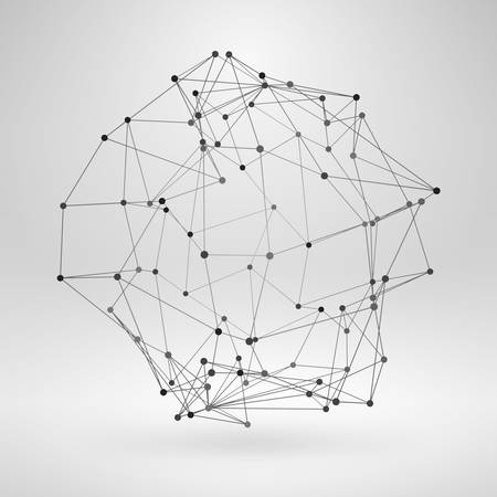 Wireframe Polygonal Element. Abstract 3D Object with Thin Linesのイラスト素材