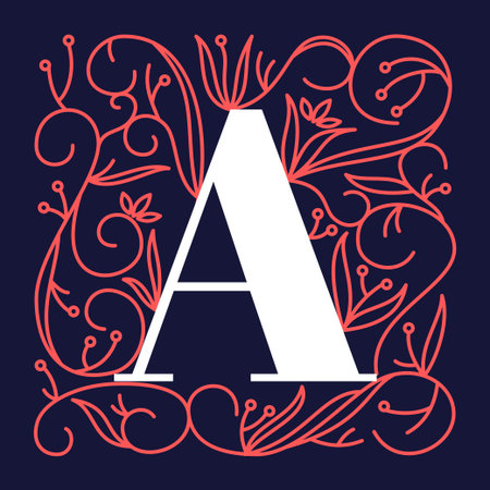 Vector Floral Monogram Design Template. Letter Aのイラスト素材