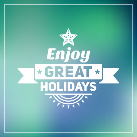 Retro summer vintage label on colorful background. Tropical paradise, beach vacation, adventure and travelのイラスト素材