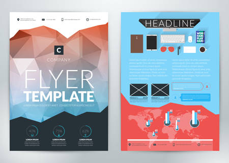 Vector abstract business flyer or poster template with infographicsのイラスト素材