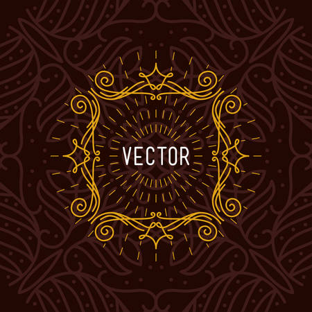 Abstract Vector Line Art Floral Decoration Frame. Design Templateのイラスト素材