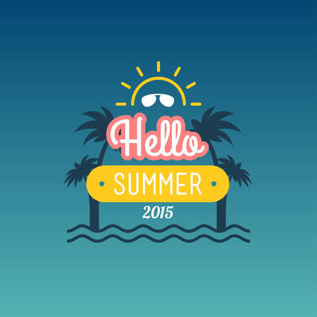 Retro Summer Vintage Label on Colorful Backgroundのイラスト素材