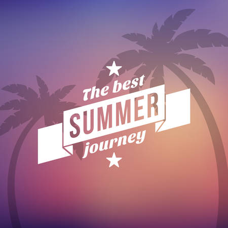 Retro summer vintage label on colorful background. Tropical paradise, beach vacation, adventure and travelのイラスト素材