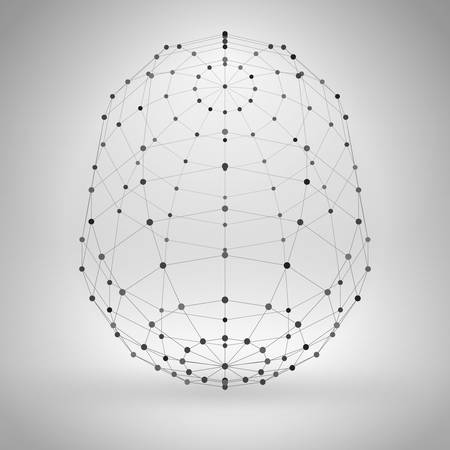 Wireframe Polygonal Element. Abstract Geometric 3D Object with Thin Linesのイラスト素材