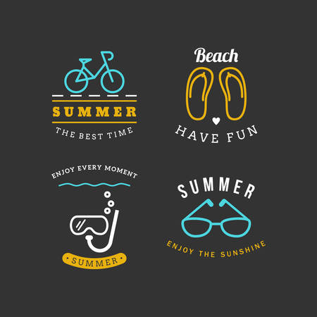 Set of Design Elements. Retro Summer Holidays Vintage Labelsのイラスト素材