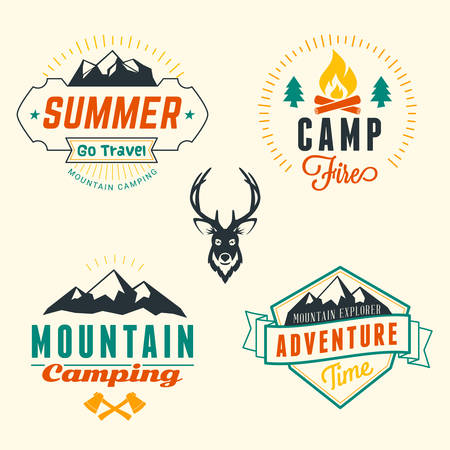 Set of Retro Vintage Summer Camping Badgesのイラスト素材