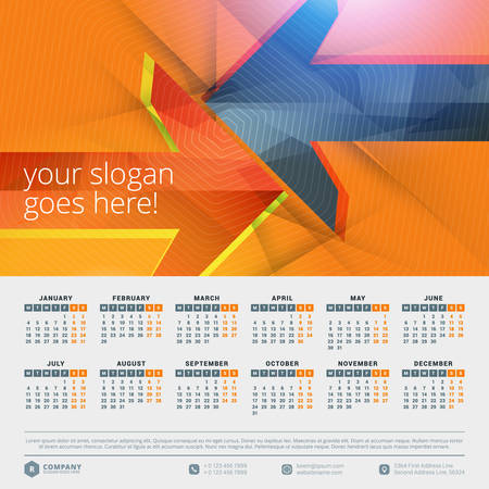 Calendar 2016 Vector Design Template. Week Starts Mondayのイラスト素材