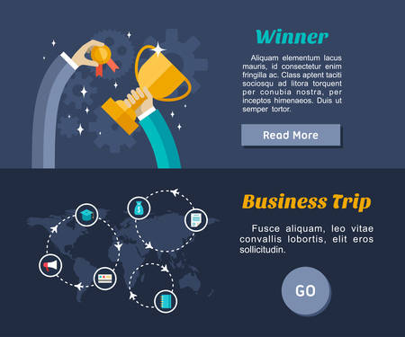Flat Design Concept for Web Banners and Promotional Materials. Winner, Business Tripのイラスト素材