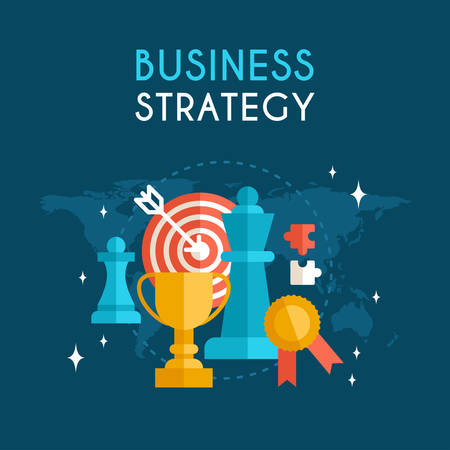 Flat Design Vector Business Concept. Business Strategyのイラスト素材