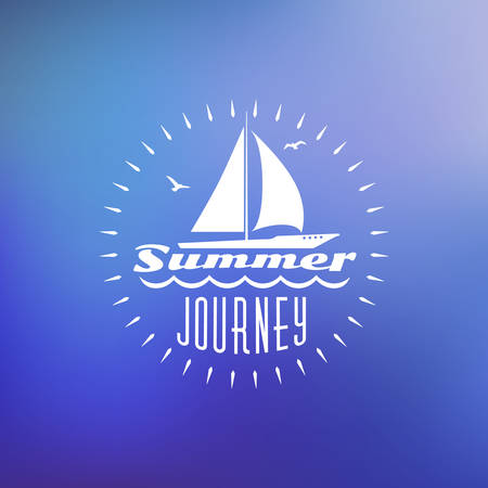 Vintage Hipster Summer Holidays Label or Badge. Vector Design Element on Coloful Summer Backgroundのイラスト素材