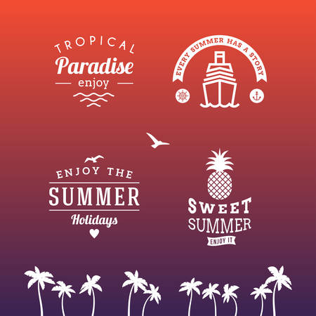 Set of Summer Holidays Hipster Vintage Labels or Badges. Vector Design Elementsのイラスト素材