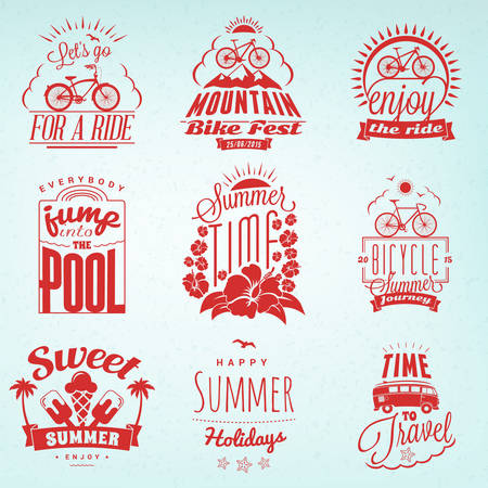 Set of Summer Holidays Badges. Hipster Vintage Logotypes and Design Elementsのイラスト素材