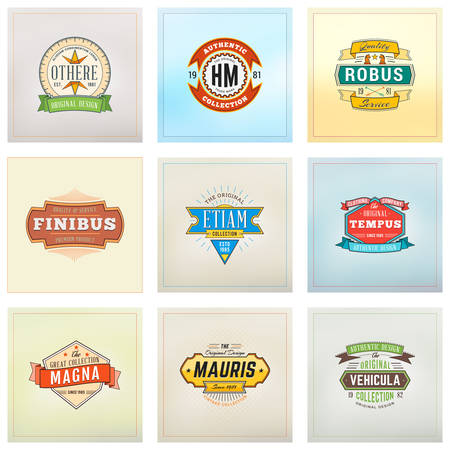 Set of Hipster Retro Badges, Labels, Logotypes. Vector Design Templatesのイラスト素材