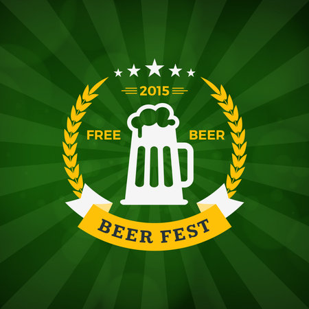 Retro Vintage Badge or Label for Beer Festival on Green Backgroundのイラスト素材