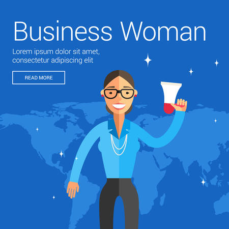Profession People. Business Woman. Flat Design Vector Illustration Concept for Web Banners and Promotional Materialsのイラスト素材