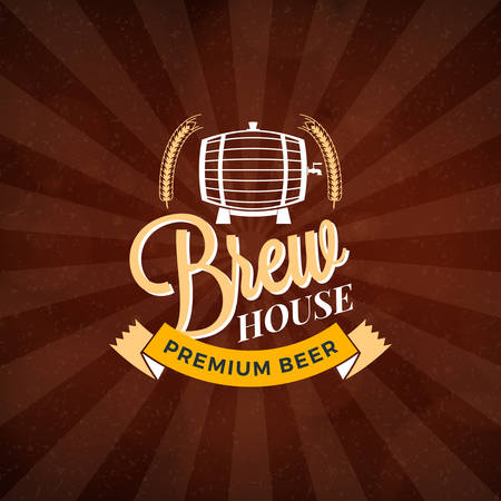 Retro Design Element, Badge, Logotype, Label for Beer, Beer Shop, Pub, Bar. Vector Illustrationのイラスト素材