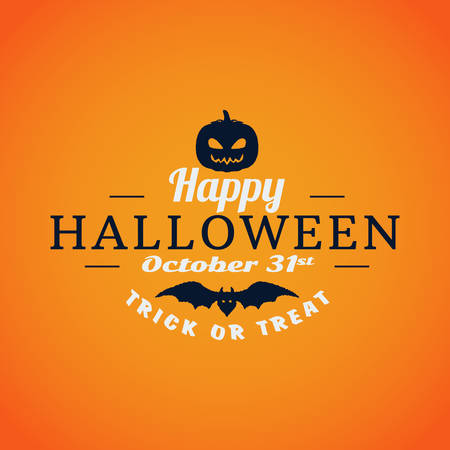 Retro Happy Halloween Badge, Sticker, Label. Design Element for Greetings Card or Party Flyer. Vector Illustrationのイラスト素材