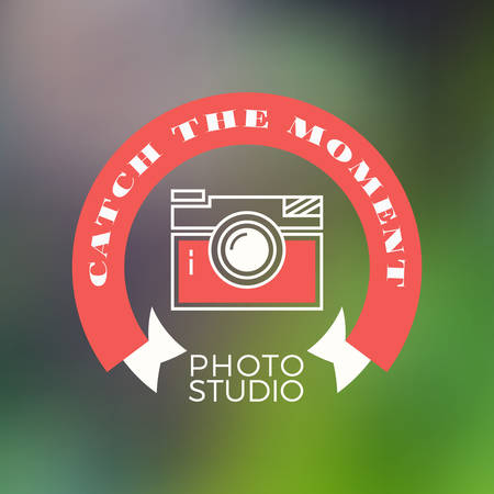 Photography icon Design Template. Retro Vector Badge. Catch the Momentのイラスト素材