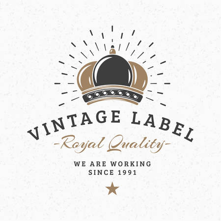 Royal Crown. Vintage Retro Design Elements for   Insignia, Badge, Label. Business Sign Template. Textured Backgroundのイラスト素材