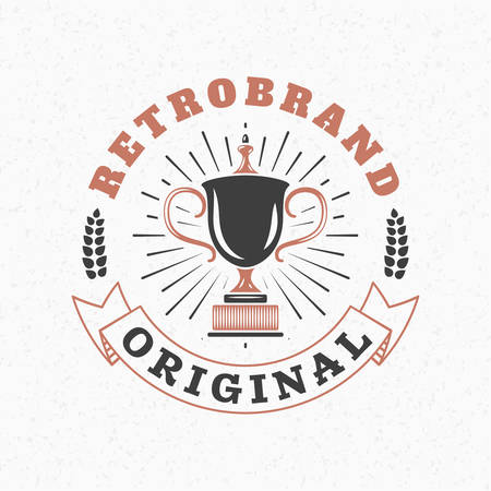 Cup. Vintage Retro Design Elements for Logotype, Insignia, Badge, Label. Business Sign Template. Textured Backgroundのイラスト素材