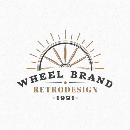 Wooden Wheel. Vintage Retro Design Elements  , Insignia, Badge, Label. Business Sign Template. Textured Backgroundのイラスト素材