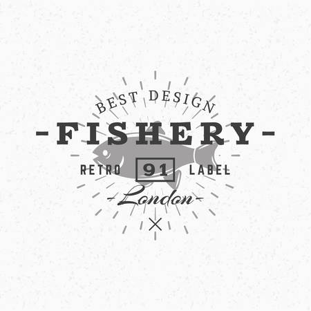 Fishery. Vintage Retro Design Elements for   Badge, Label. Business Sign Template. Textured Backgroundのイラスト素材