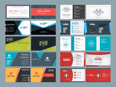 Set of Modern Creative and Clean Business Card Design Print Templates. Flat Style Vector Illustrationのイラスト素材