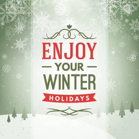 Christmas Postcard Typographic Merry Christmas and Happy New Year Badge. Vector Illustrationのイラスト素材