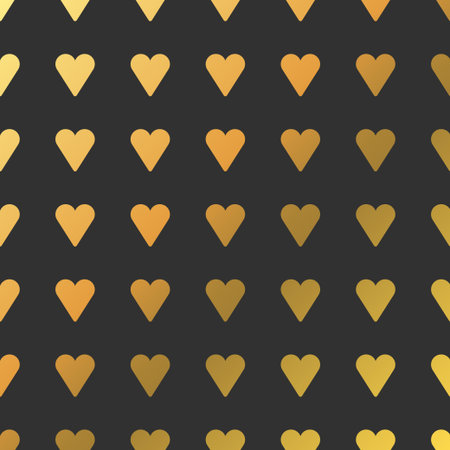 Pattern with Golden Hearts. Vector Background for Valentines Day Cards or Save the Date Invitation