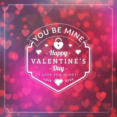 Valentines Day Greeting Card Background and Light Bokeh Hearts. Valentine Card, Valentine Label. Vector Illustration EPS 10のイラスト素材