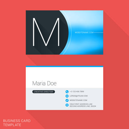 Creative Business Card Template. Letter M. Flat Design Vector Illustration. Stationery Designのイラスト素材