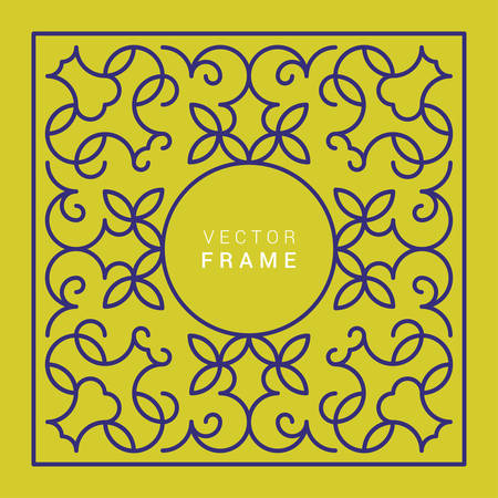 Vector Floral Frame. Line Art Vector Design Templateのイラスト素材