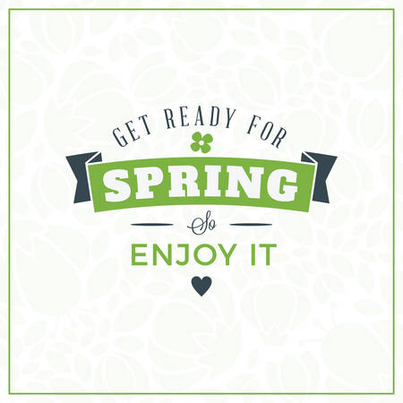 Spring Vintage Retro Style Typographic Badge or Label. Spring Vector Illustration. Hello Spring. Greeting Card Designのイラスト素材