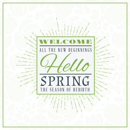 Spring Vintage Retro Style Typographic Badge or Label. Spring Vector Illustration. Hello Spring. Greeting Card Designのイラスト素材