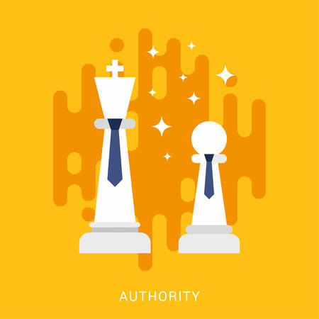 Business Concept. Authority. Vector Illustration in Flat Design Style. Chess Figures with Tiesのイラスト素材