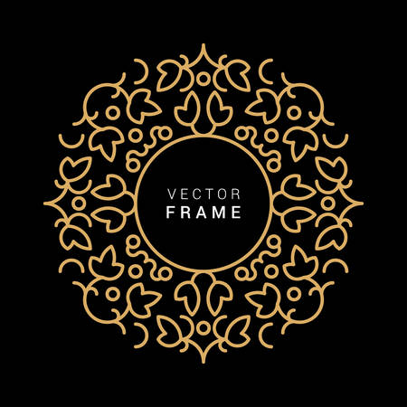 Vector Floral Frame. Line Art Vector Design Templateのイラスト素材