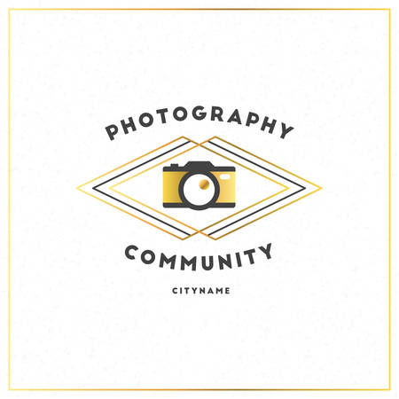 Photography Design Template. Photography Retro Golden Badge. Wedding Photography. Photo Studio. Camera Shop. Photography Communityのイラスト素材