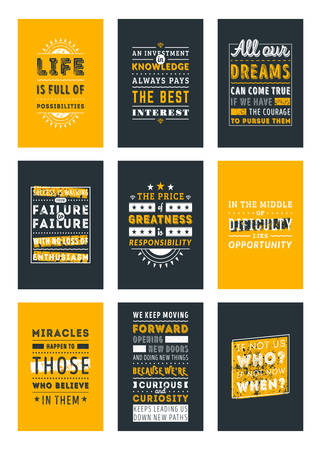 Set of Inspirational and Motivational Quotes Typographic Posters. Vector Illustration in Flat Style. Vector Quote. Poster Templateのイラスト素材