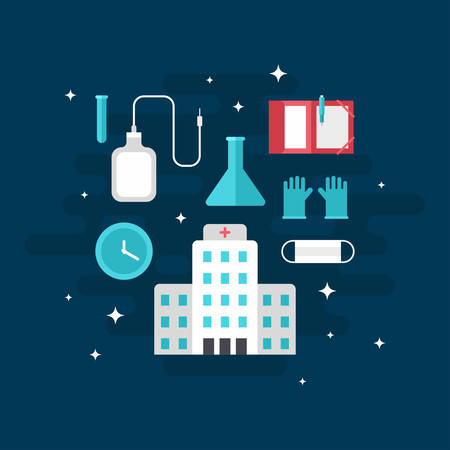 Medical Icons and Objects. Flat Style Vector Illustration. Medicine Conceptのイラスト素材